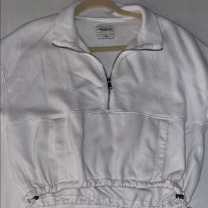 Abercrombie & Fitch White Quarter-Zip Pullover